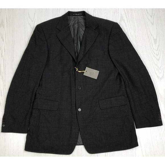 Hugo Boss Jacket Blazer Men 42L Loro Piana Dark Gray Virgin Wool Made In USA New